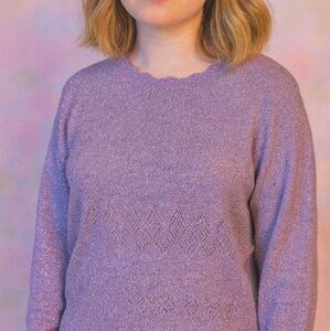 Alfred Dunner Purple Knit Sparkly Women's Sweater